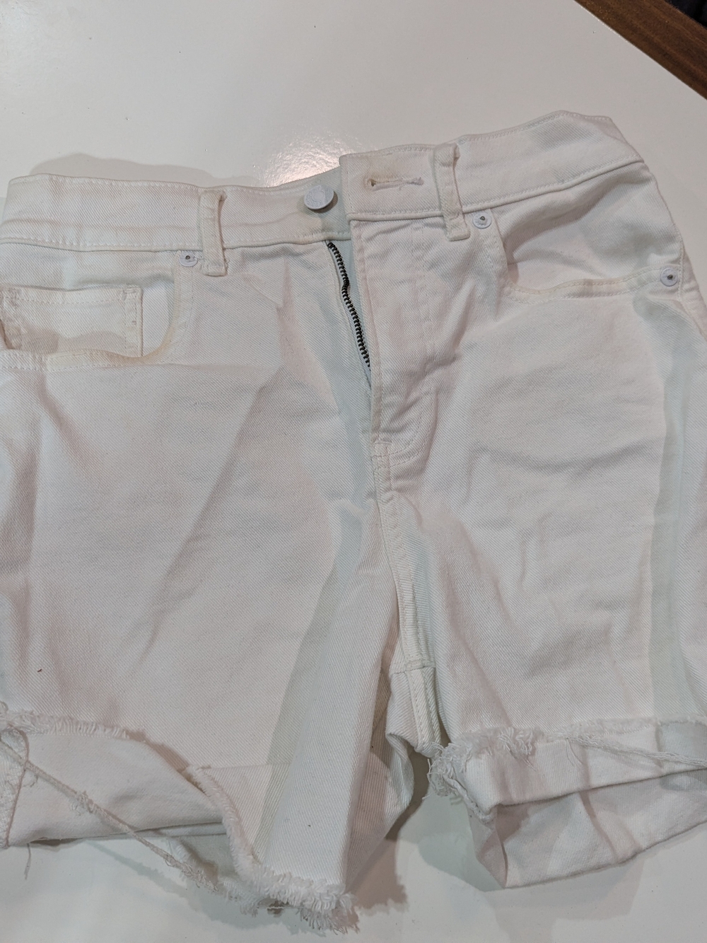 Express White Denim Frayed Hem Shorts